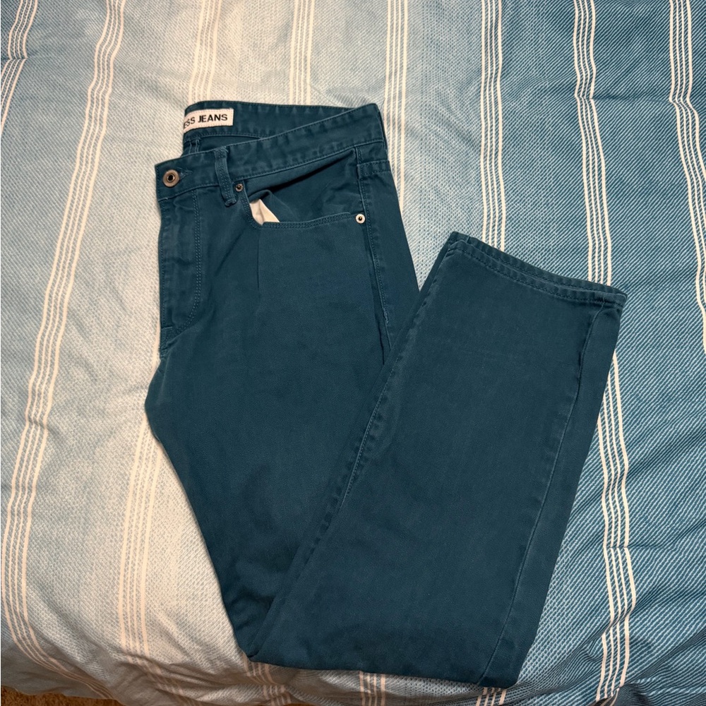 Express Men's Slim Fit Teal Jeans